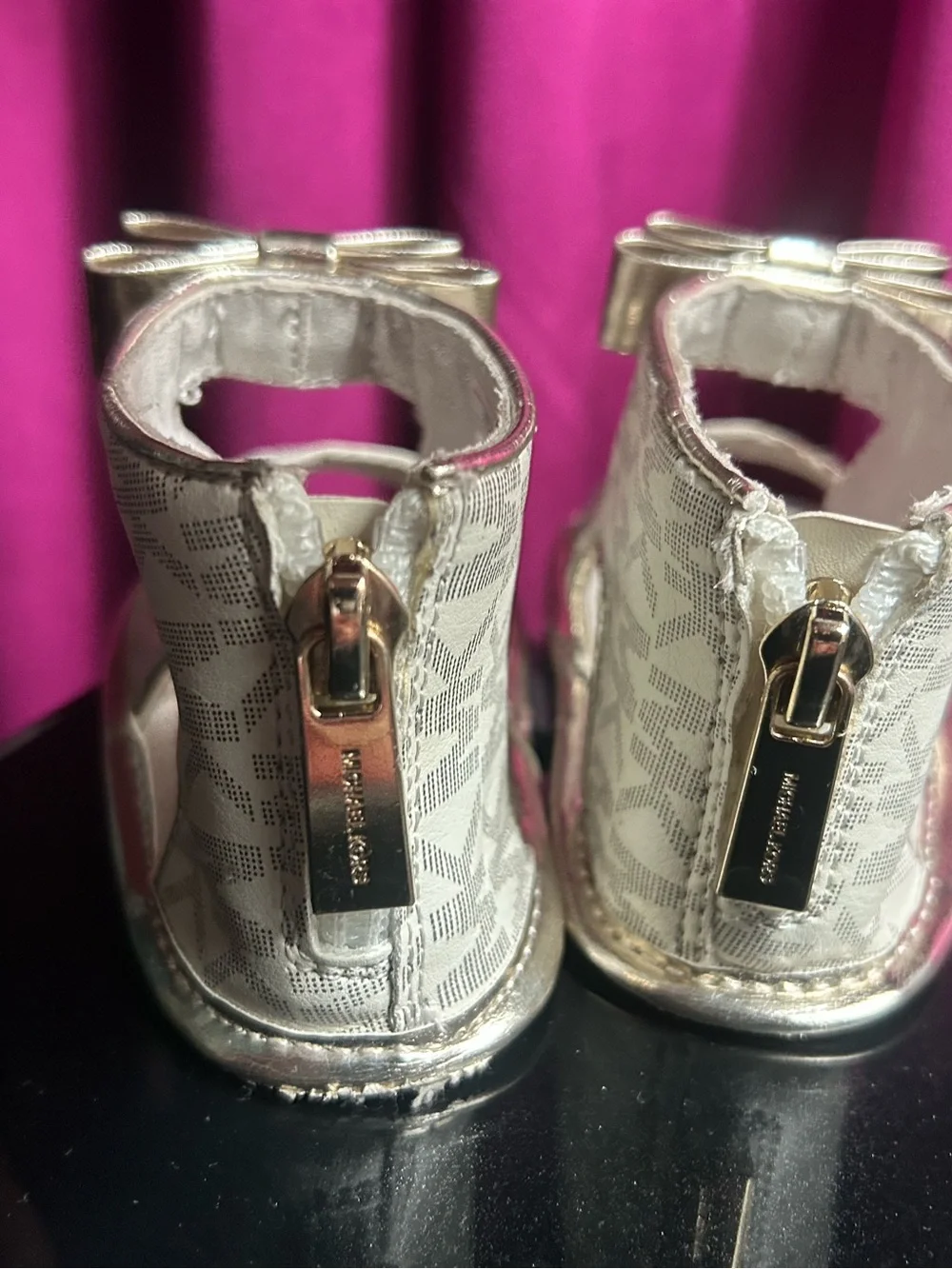 Michael Kors Baby Metallic Gold Logo Bow Sandals